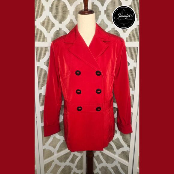 Esprit Women's Vintage Red Double Breasted Notch Lapel Raincoat/Jacket Size M - Picture 1 of 14